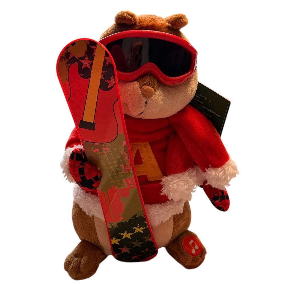 READ Alvin & The Chipmunks Singing Plush Christmas Alvin Skis Goggles 10" 2012‎